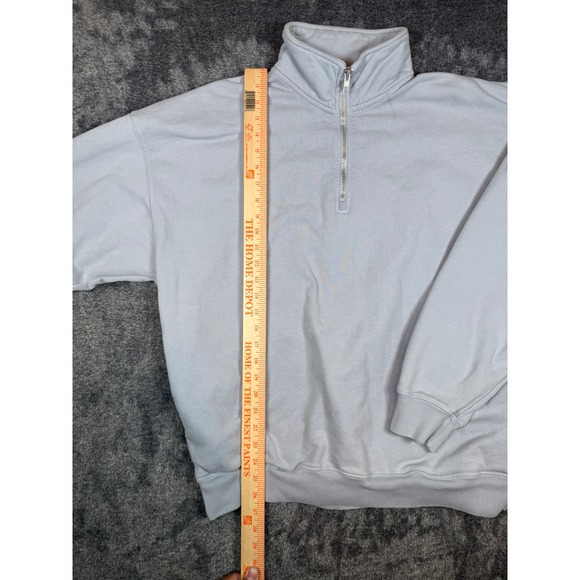 Brandy Melville Light Blue Quarter 1/4 Zip Sweatshirt Pullover One Size - Picture 6 of 7